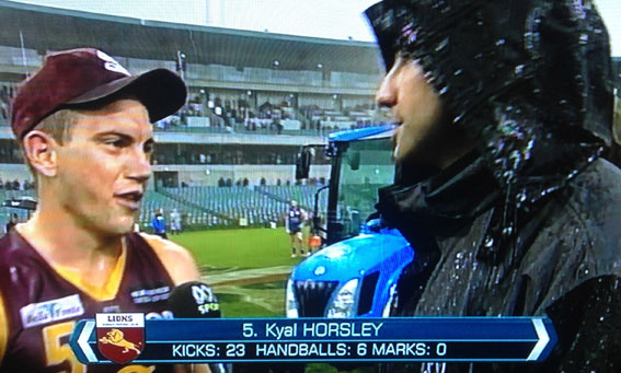 ABC TV's coverage of WAFL football is probably over. Subiaco captain Kyal Horsely was one of the players interviewed in the rain after the game. 