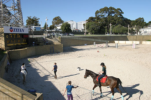 Footy at the Claremont Showgrounds is different. Photo by Les Everett
